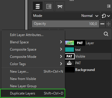 GIMP context duplicate layer