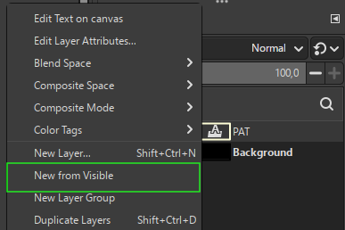 GIMP context new layer from visible